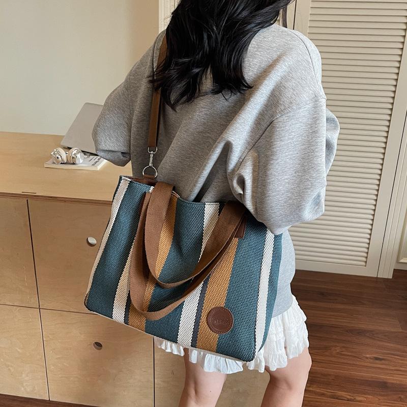 Commuter Bag Women's Large-capacity Bag New Casual College Student Class Bag Canvas Shoulder Tote Bag
