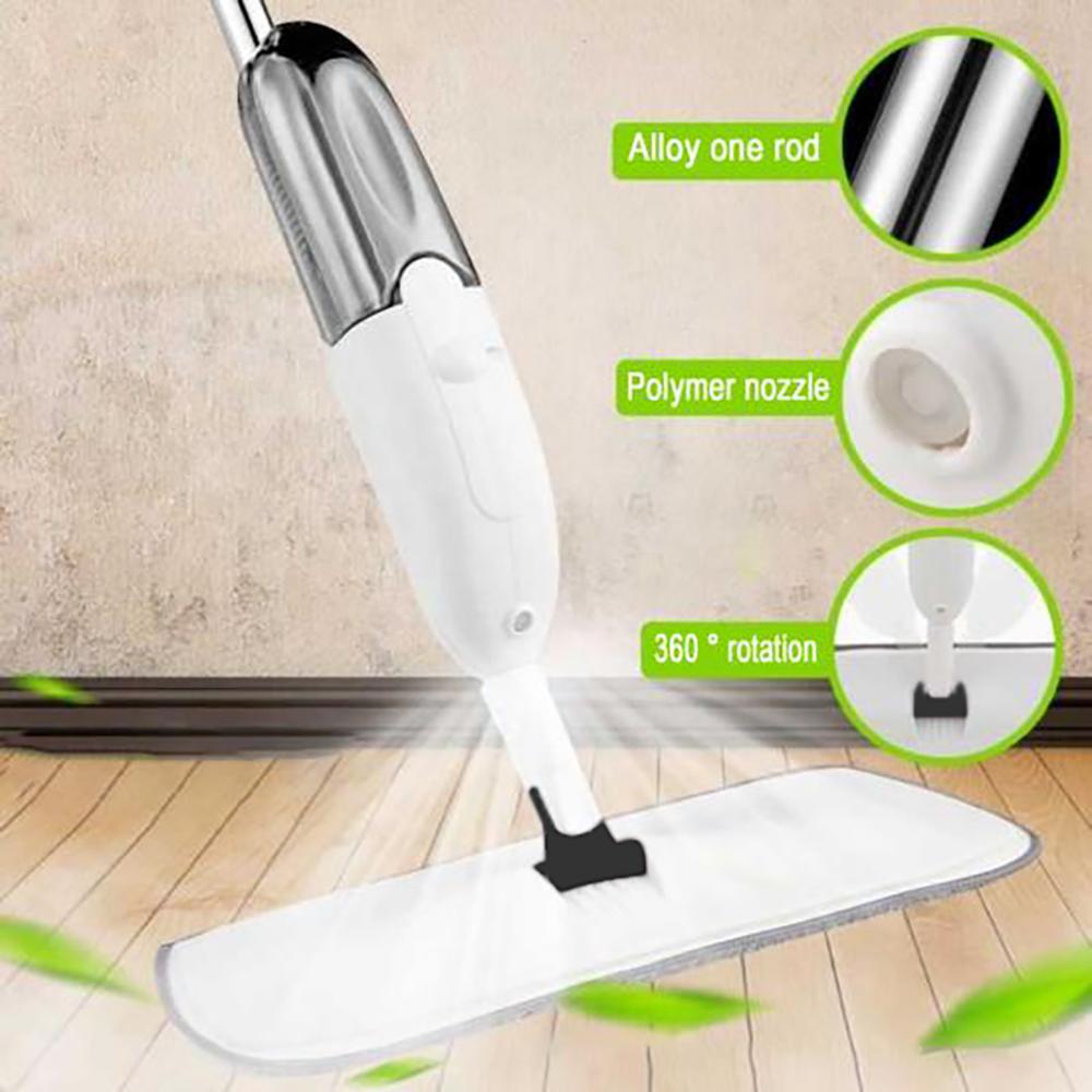 Ergonomic Household Spray Mop with Replaceable Microfiber Pad and 360° Rotation
