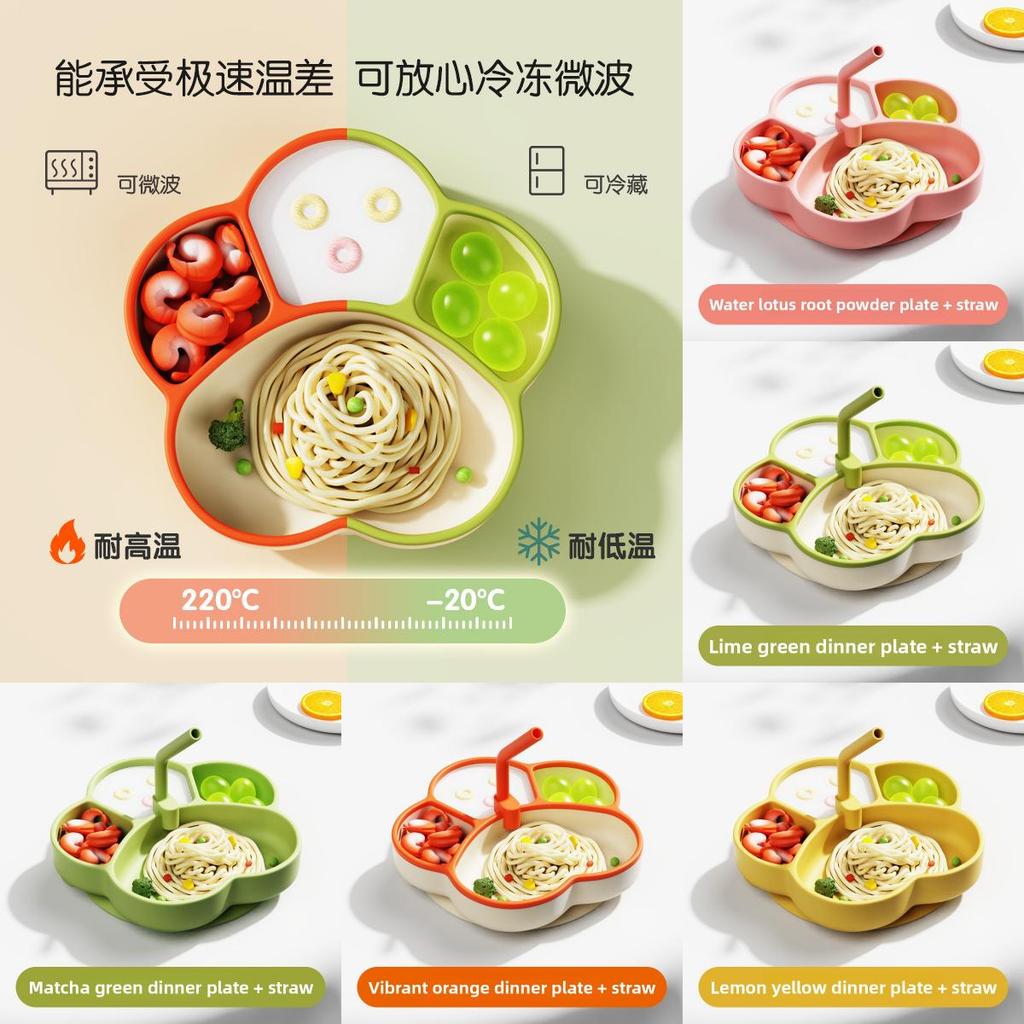 Baby Silicone Divided Cat Paw Plate With Suction For Toddlers Feeding And Training