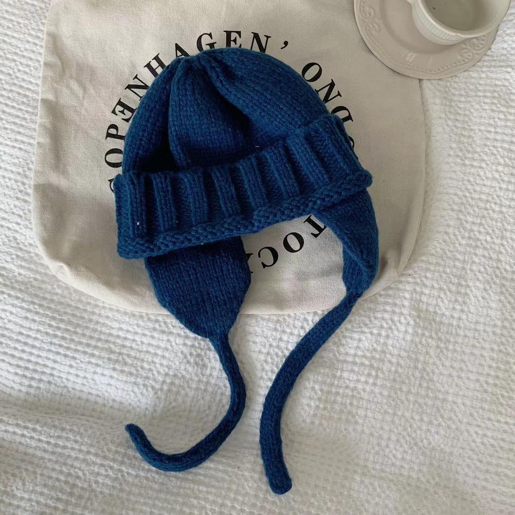 Solid Knitting Winter Warmer Hats Ear Protection Elastic Knitted Trapper Hat Korean Autumn and Winter Flying Hat