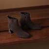 Krazing Pot Cow Suede Nubuck Winter Square Toe Modern Boots Thick High Heels Zipper Women Ankle Boots