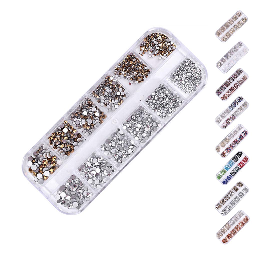 1Box 12 Sheets Colorful Crystals Art Bling Shiny Rhinestones Decal Manicure Tool