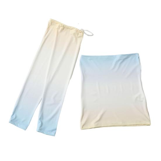 2Pcs/Set Face Guard Sun Protection Oversleeve Set, Ice Silk Cooling Fabric Arm Sleeves with Thumb Buckle Cuffs, Outdoor Cycling Driving Beach Summer