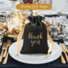 50 Pcs Black & Gold Satin Thank You Gift Bags (5x7") with Drawstring – for Jewelry, Candy, Wedding, Baby Shower, Christmas, Thanksgiving –
