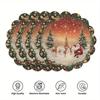 Christmas Themed Exquisite Printed Wavy Placemats, Red Berries, and Golden Pine Branch Patterns, Non-slip, Heat-resistant, Suitable for Holiday Table
