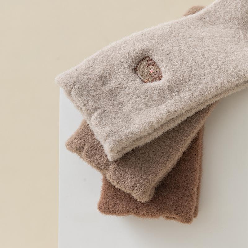 1/5 Pairs Cozy Hairy Mink Cute Capybara Mid-Calf Socks Women Autumn Winter Thicken Warmer Socks Sleep Floor Home Fluffy Sockings