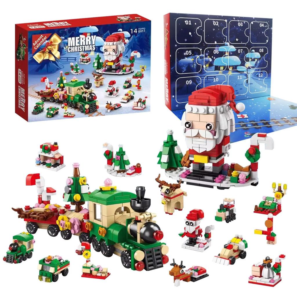 24 Jahre Weihnachtsbaustein Spielzeug Blindbox Set Weihnachten Adventskalender Steine DIY Lernspielzeug Set Geschenk für Kinder Erwachsene