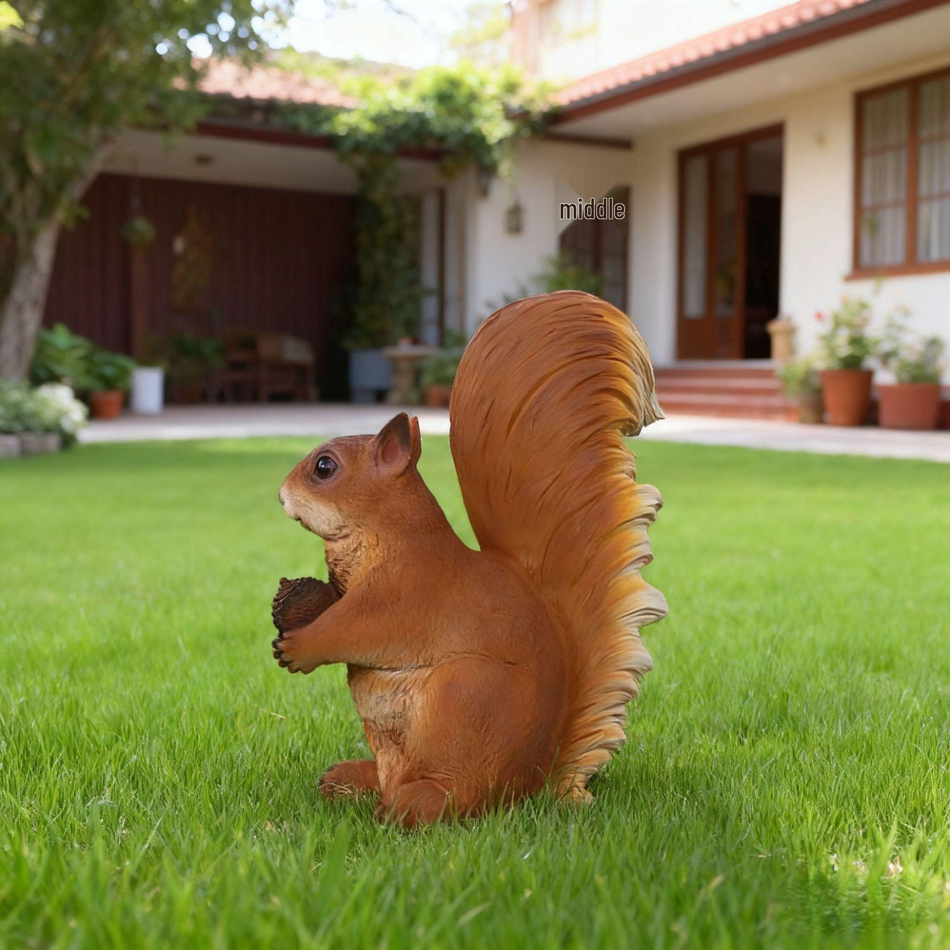 Fiberglass Squirrel Sculpture: Outdoor Garden Ornament