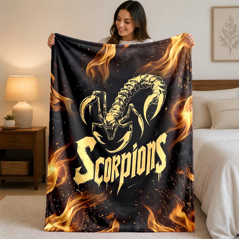 Scorpions Print Flannel Blanket Cozy Lightweight Plush Throw Blanket For Bed Sofa Household Use