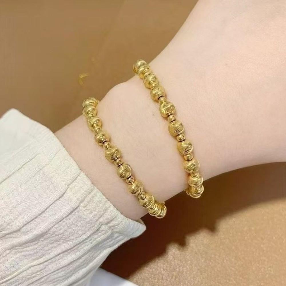 Intertwined Pattern Gold Cat's Eye Bracelet Lucky Round Gold Hand Chain Women's
