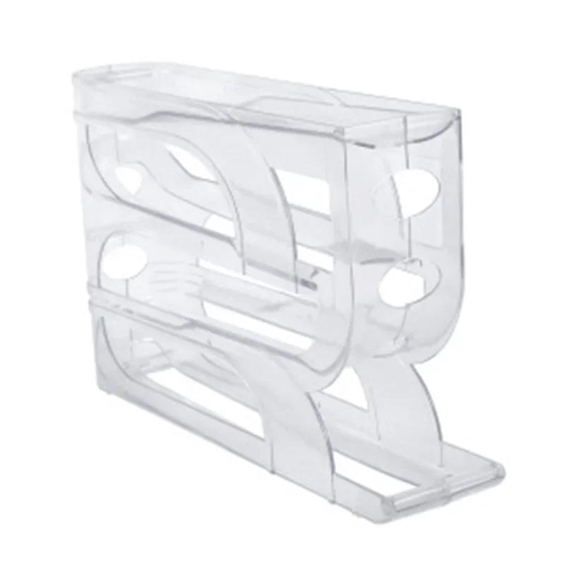 4 Layers Automatic Rolling Egg Holder Rack Fridge Egg Storage Box Container Kitchen Refrigerator Egg Dispenser Fridge Organizer