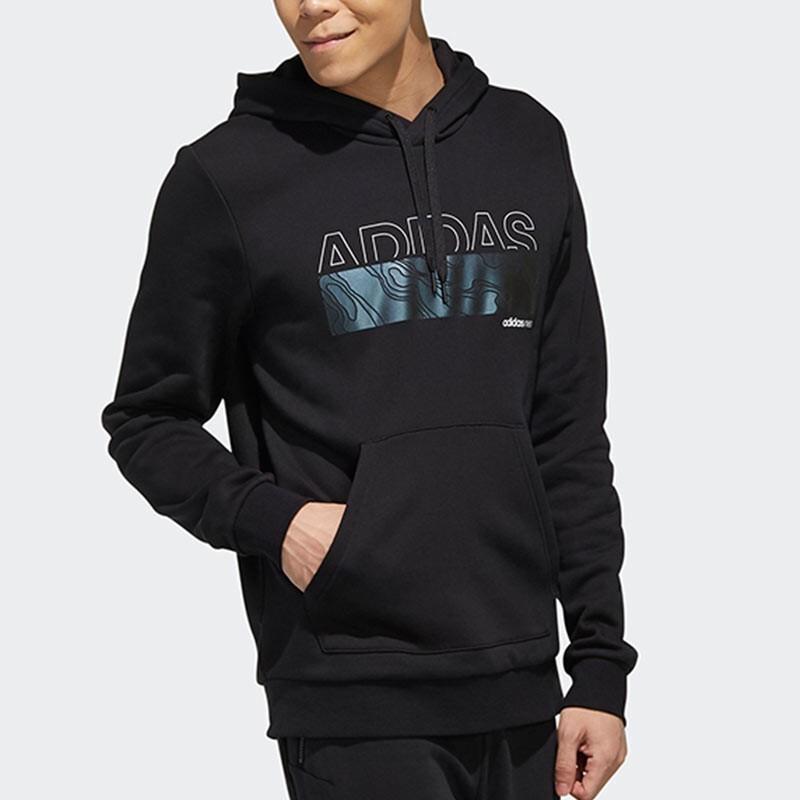 adidas Men's Black Gradient Logo Graphic Hoodie EI4459