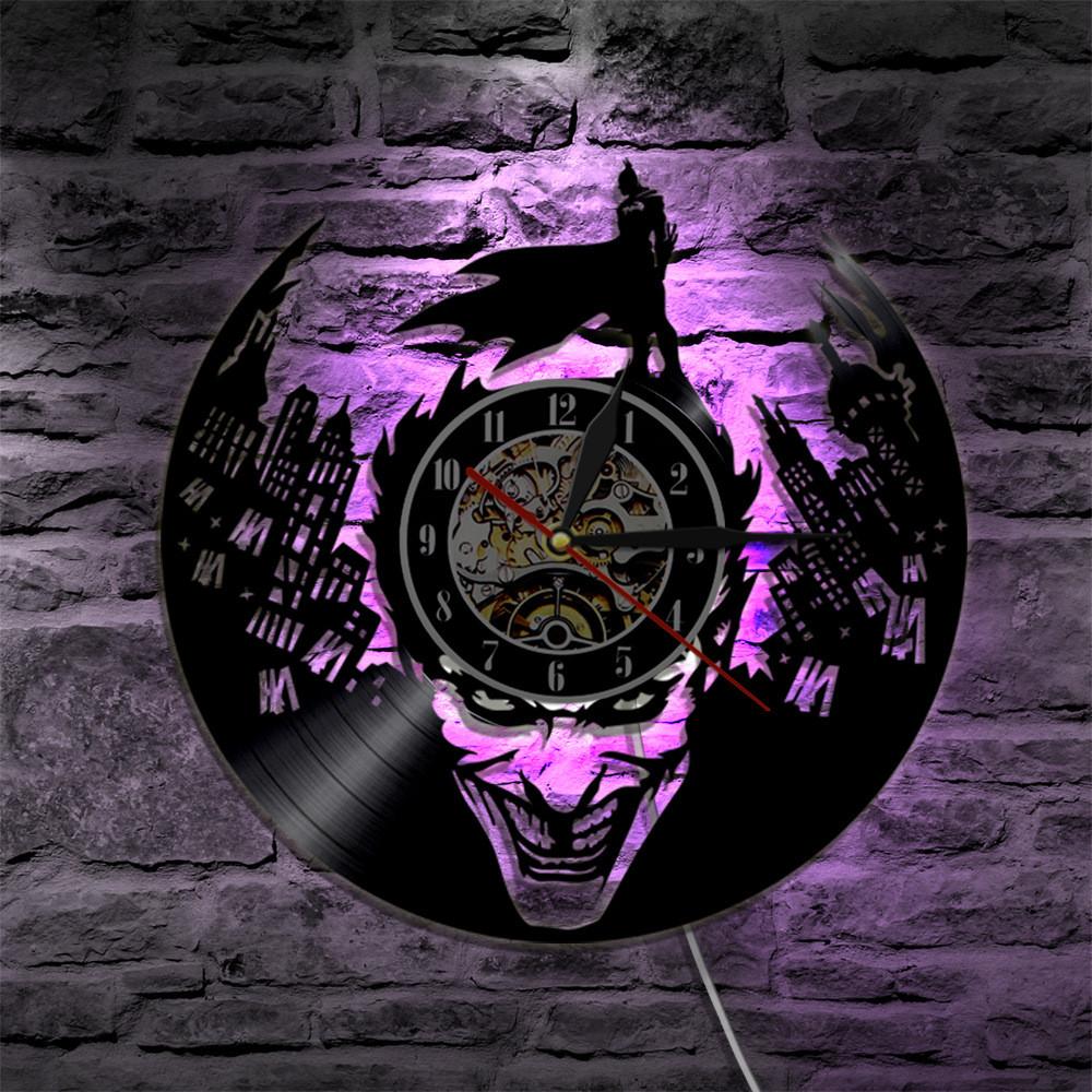 

Joker Led Batman Wall Clock Wall Light Color Change Vintage Remote Control A