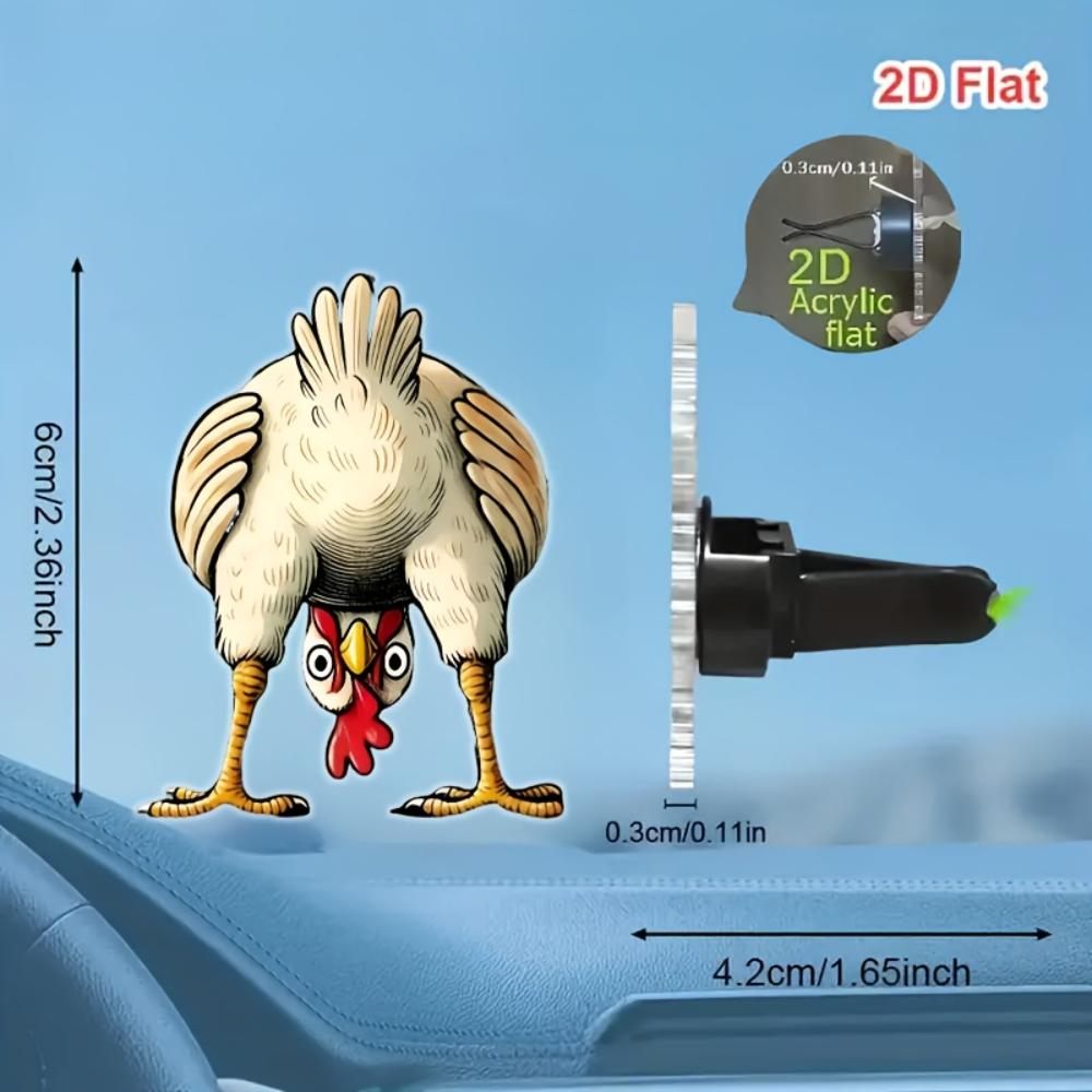 2D flacher Hühnchen Auto-Lüftungsclip dekorativer Diffusor (Duftstoffe nicht enthalten), Auto-Innendekoration, Aromatherapie-Clip, ideal als Weihnachtsgeschenk