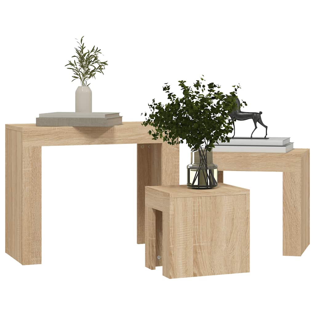 Vidaxl Nesting Tables, 3 Pcs, Sonoma Oak