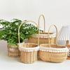 4 Styles Rattan Flower Basket Decorative Picnic Weaving Basket  Wedding