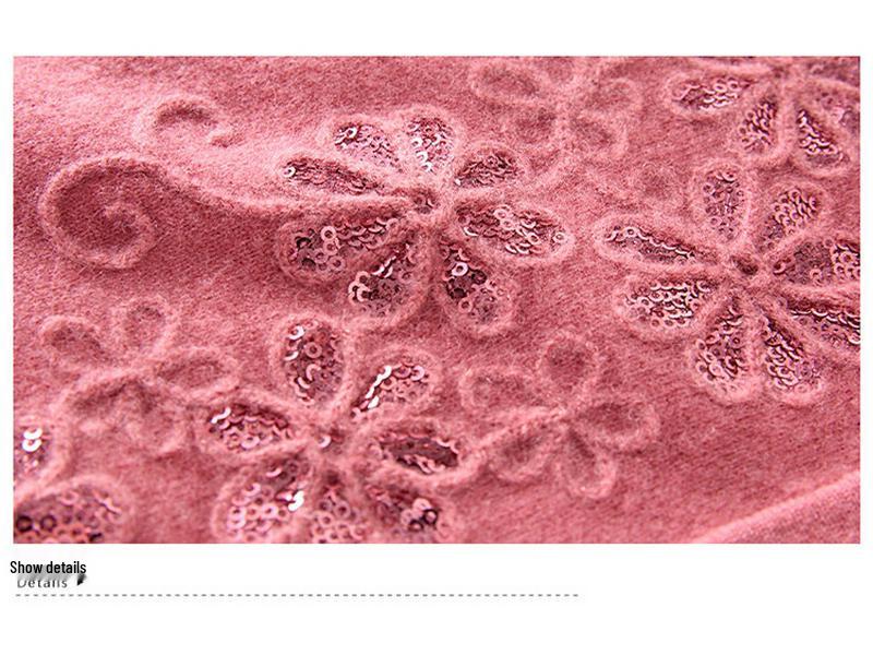 Luxury 100% Pure Wool Embroidered Cardigan for Mothers and Grandmothers - Mid-aged & Elderly Women's Lapel Sweater