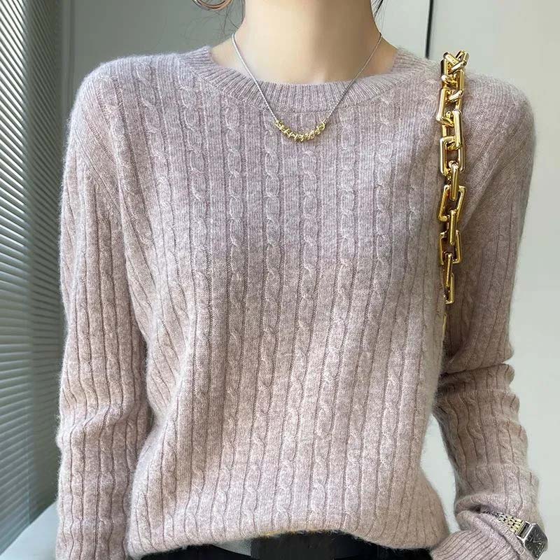Pullover Frauen Herbst und Winter Warm Rundhals Strick Unten Hemd Lose Bequeme Pullover Top Pullover