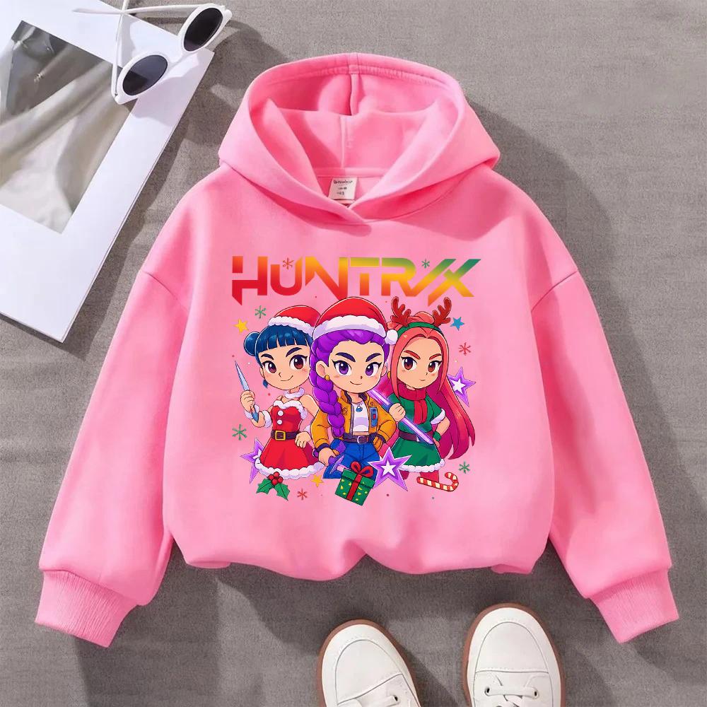 Adorable Kids Christmas Hoodie with Cute Anime Girls Design HUNTRIX Perfect for Festive Season