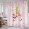Unicorn Polka Dot Pink Shower Curtain for Girls, Waterproof Polyester Fabric Kids Bathroom Decor with Fantasy Pattern