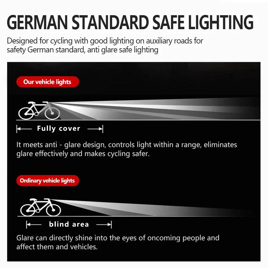 KDULIT Multifunctional Flashlight USB Rechargeable Bicycle Lights with Battery Display Waterproof Bicycle Lights with 6 Modes