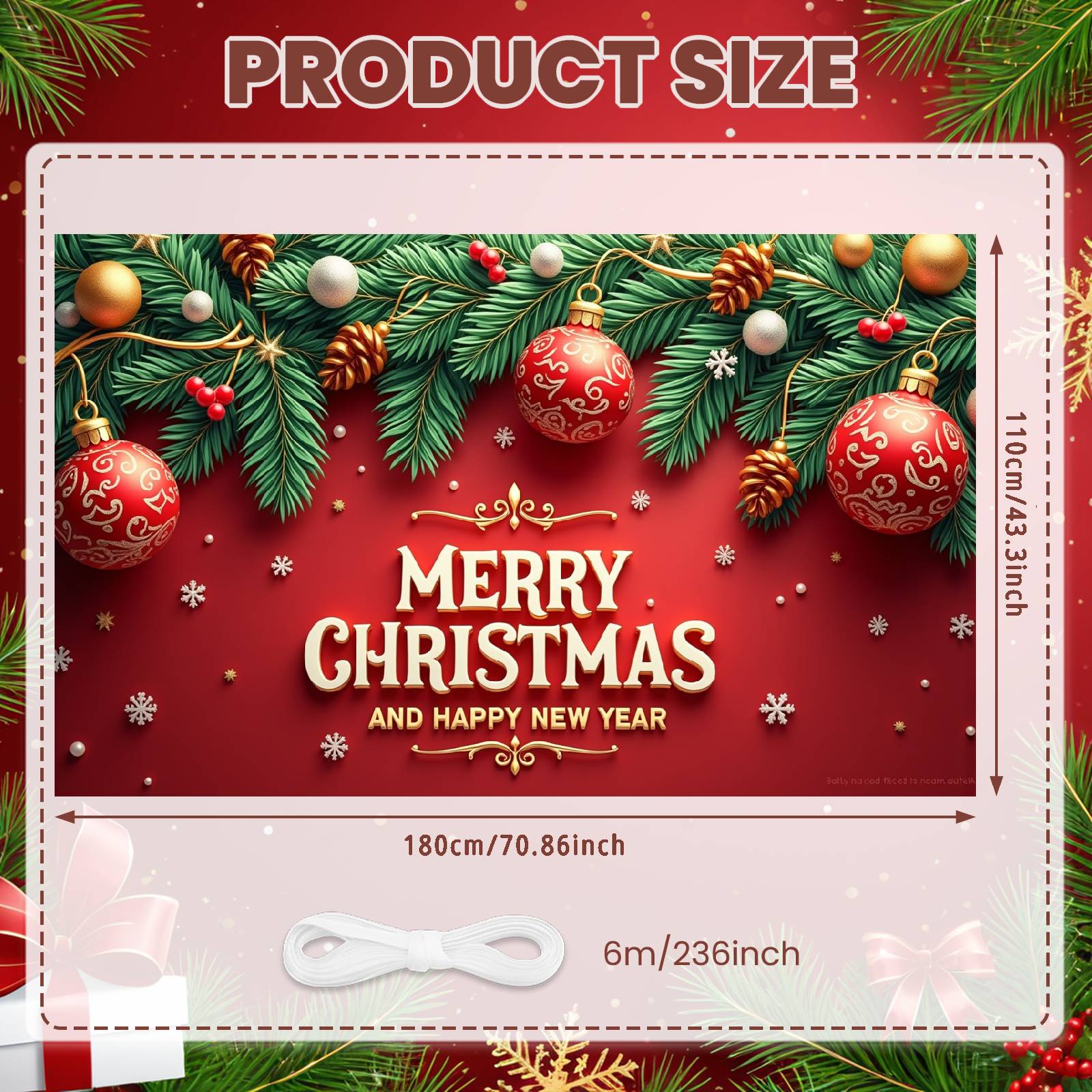 Holiday Banner Snowflakes Merry Christmas Banner Happy New Year Banner Festive For Holiday Celebration Festive Event Xmas Event
