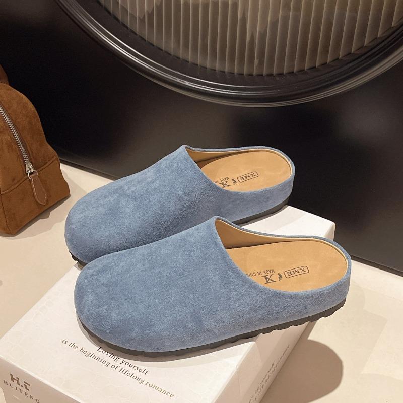 Fashion thick-soled women's bag head and half slippers women's outer wear new spring one-pedal lazy
