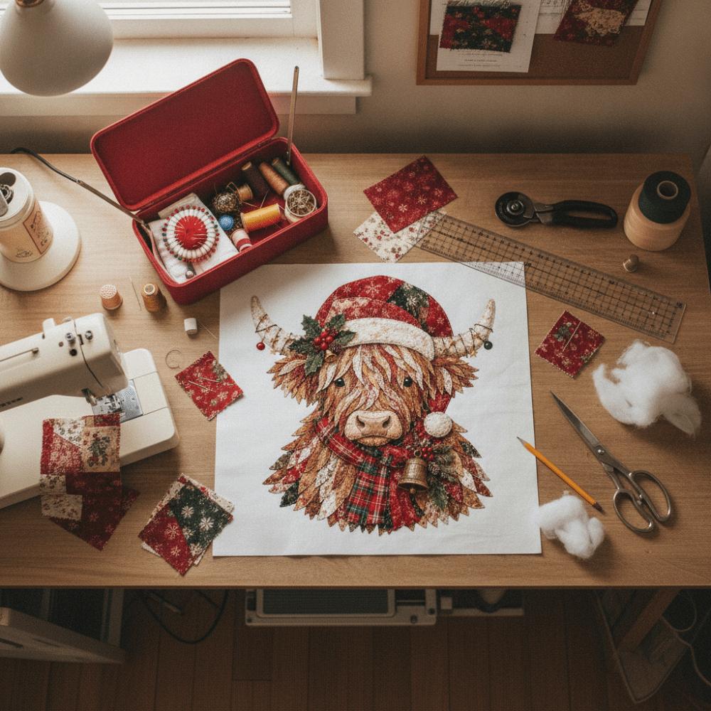 Pre-cut Fabric Christmas Patchwork Art Painting Kit Christmas Tree Patchwork Fabric Kit Friend
