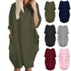 Fashion Lady Casual Solid Color Loose Round Neck Half Sleeve Pullover Midi Dress
