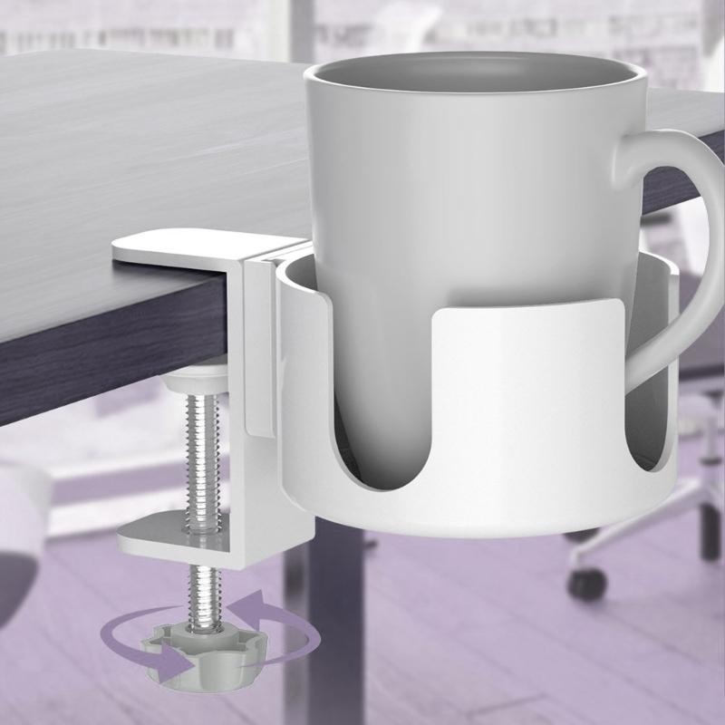 Praktyczny uchwyt na kubek montowany do biurka, modny, oszczędzający miejsce klips na napoje do stanowisk pracy, regulowany, solidny uchwyt biurkowy