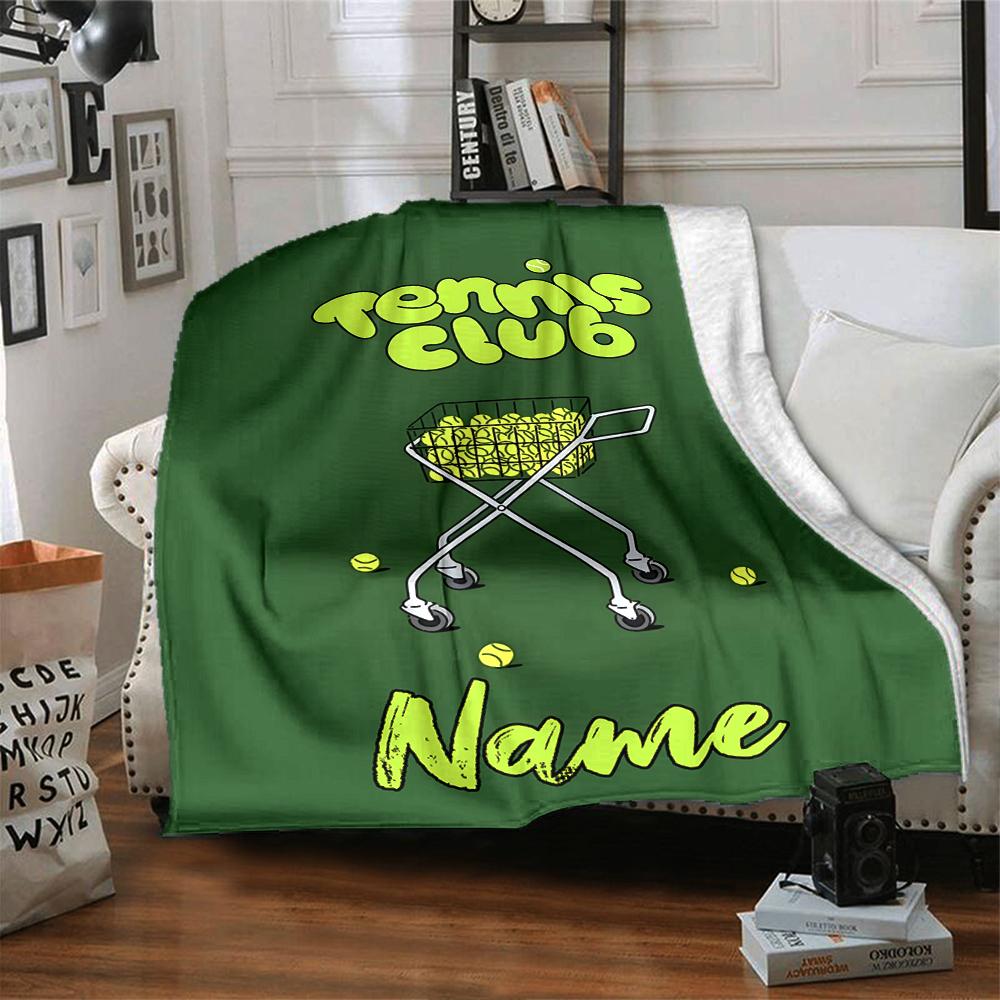 Custom Name Tennis Theme Printed Blanket - Perfect for Couch, Bed, Travel & Outdoor Use | Machine Washable, Cozy & Durable.