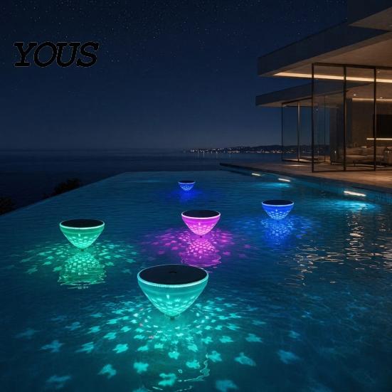 Solar Powered Swimming Pool Light Floating Light, with Dynamic Fish Projection, Color-Changing LED Lights Projection Waterproof for Pools