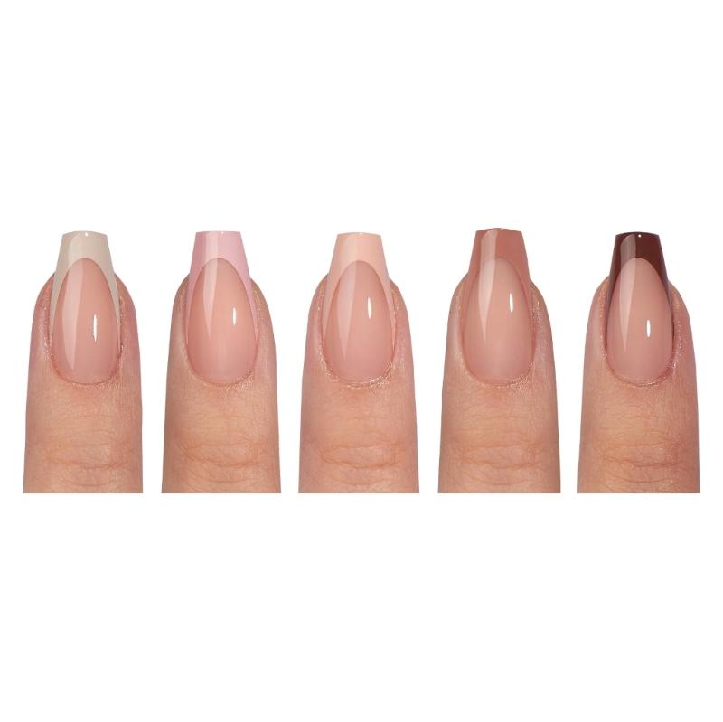 Gels Nails Tips,French Tip Press On Nail 14 Sizes 3 in 1 X Coat Tips with Pre-applied Tip Primer & Base Coat Cover