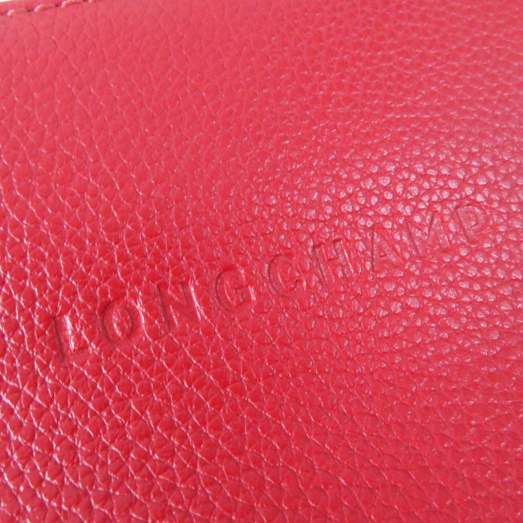 Excellent Longchamp Shoulder Bag Le flowne Logo engraved 2WAY handbag/ Red leather Women Used