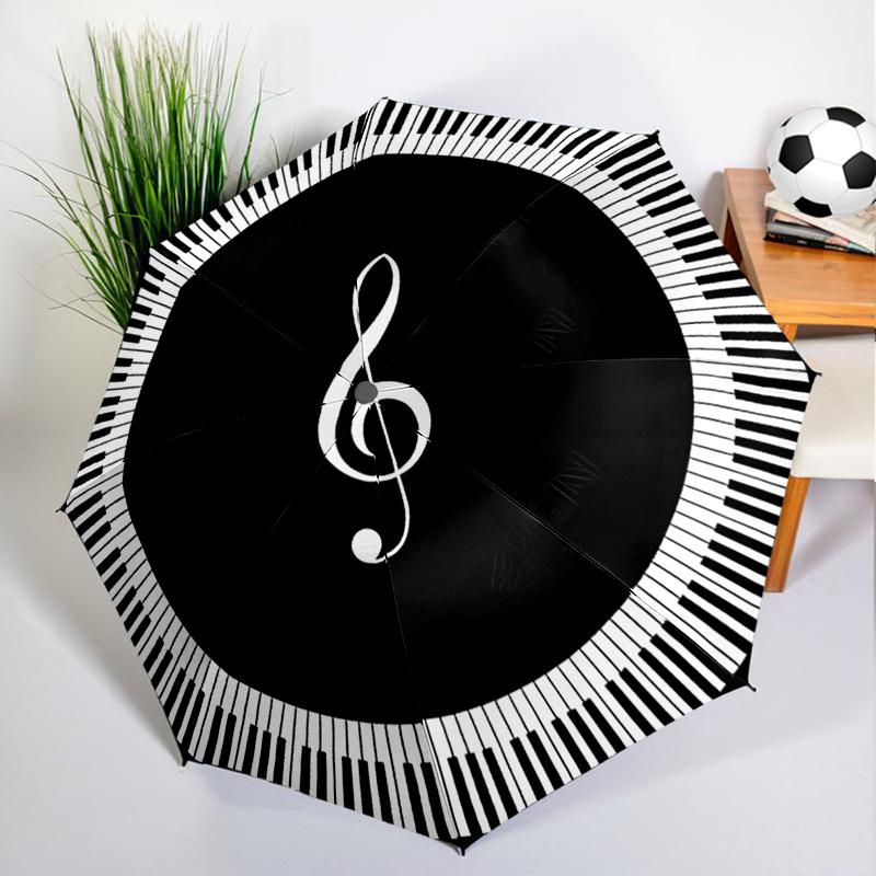 Black White Music Note Umbrella Automatic Open/close, Sturdy Iron Frame & 8-Rib Struct, Umbrella for Women & Men, Christmas Gift