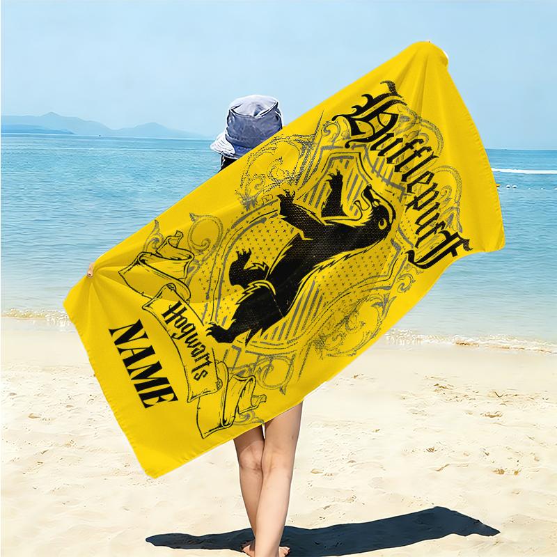 Personalized Hufflepuff Pride Crest Beach Towel Microfiber Beach Towel Thin Absorbent for Beach Swimming Yoga Bath Sports. 0910376