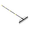 16 Tines Garden Rake Metal Heavy Duty Multifunctional Bow Rake for Leveling Soil Clearing Weeds Thatch