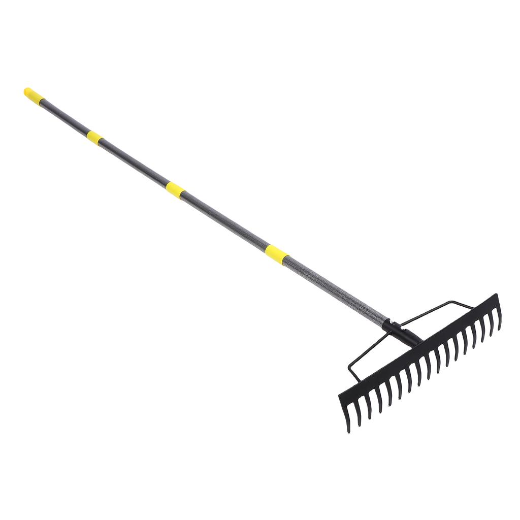 16 Tines Garden Rake Metal Heavy Duty Multifunctional Bow Rake for Leveling Soil Clearing Weeds Thatch