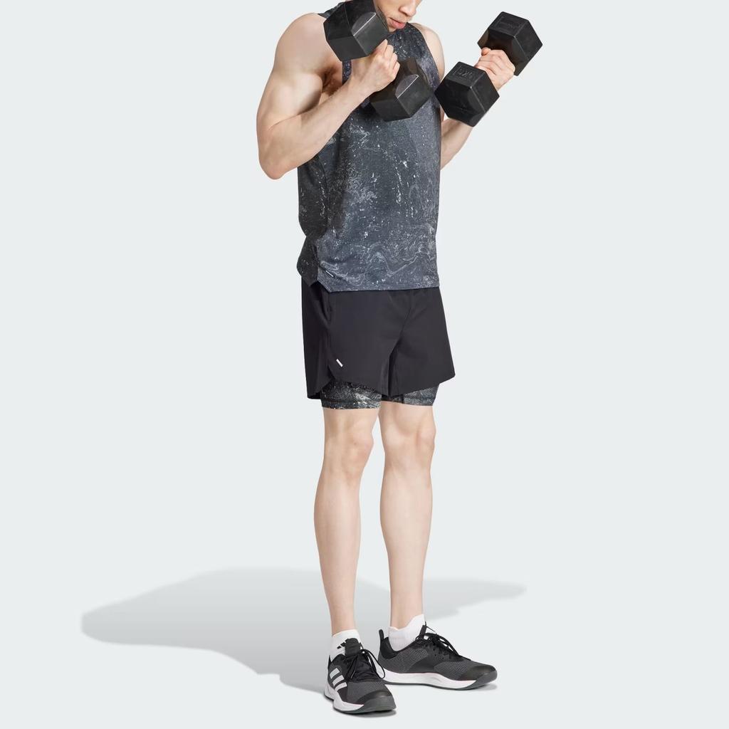 adidas Power Workout 2-in-1 Shorts Asia Sizing 'Black' Men's IK9683