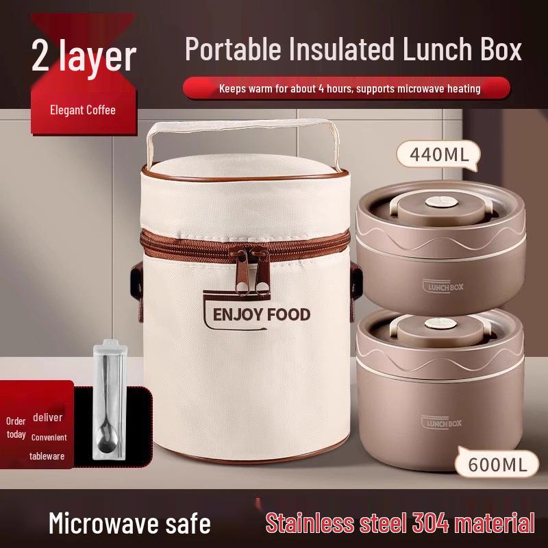 Extra Long Insulated Stainless Steel Bento Lunch Box - Microwaveable & Portable