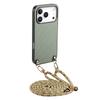 For iPhone 17 Pro Case Carbon Fiber Texture PU+PC+TPU Anti Drop Phone Cover with Crossbody Lanyard