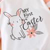 Newborn Infant Baby Easter Patchwork Striped Bunny Print Romper Jumpsuit Set