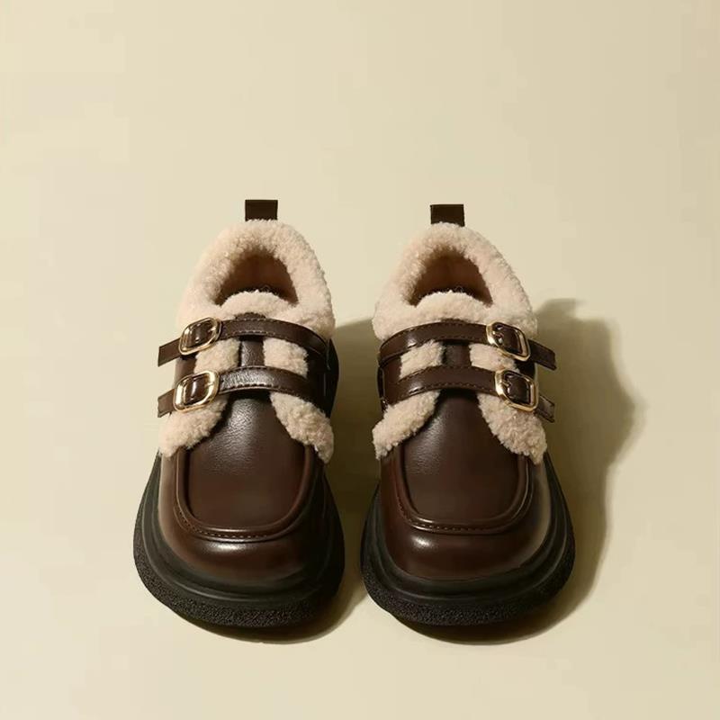 

Autumn and winter loafers British style loafers small leather shoes women s Wenzhou soft sole new velvet Internet celebrity fashion casual 35 коричневый