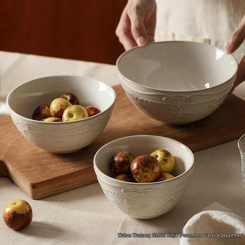 European-Style Embossed French Ceramic Tableware Set: Dinner, Soup, Bowl & Vegetable Plates, Saucers