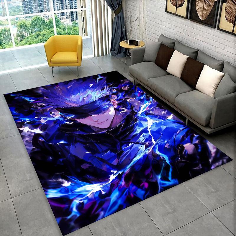Tappeto Anime Jujutsu Kaisen Cartone Animato Itadori Yuj per Stanza dei Giochi Camera da Letto Soggiorno Divano Arredamento Casa, Tappetino Antiscivolo per Bambini