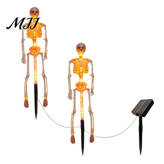 Solar Powered Path Lighting 3D Skeleton Halloween Garden Lamp, Spooky Human Pathway Glowing Lawn Ornaments for Parties Lights, Waterproof Resin