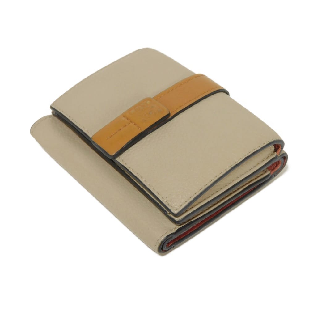 Used 12695 Trifold Wallet C660S26X03 7942 Honey Trio Color Greige Anagram Embossed Light Oat Unisex from Japan AUTHENTIC