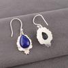 Lapis Lazuli Gemstone 925 Stamped Silver Jewelry Handmade Earrings 1.6" For Gift EE-163-22