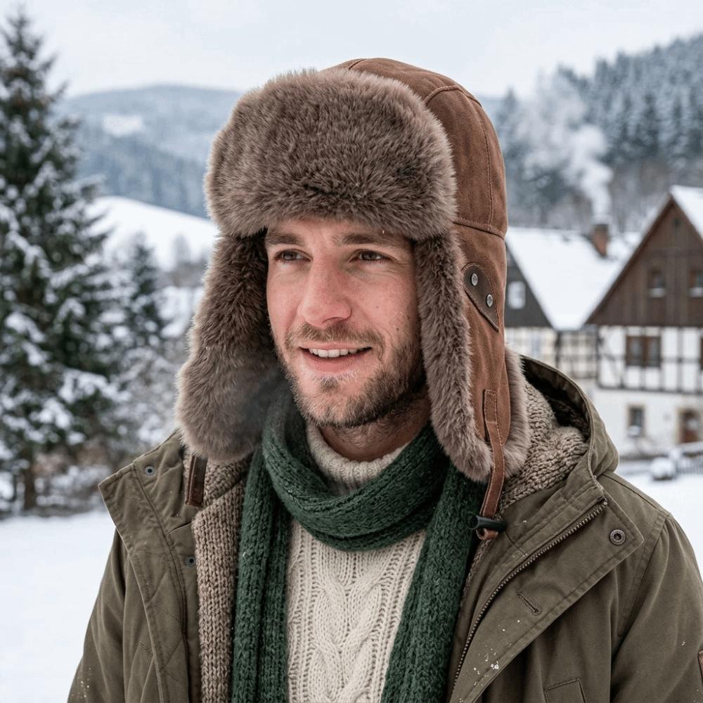 Plush Cold-Proof Ear-Covering Hat Fleece-Lined Thick Windproof Ski Hat Motorcycle Hat Winter