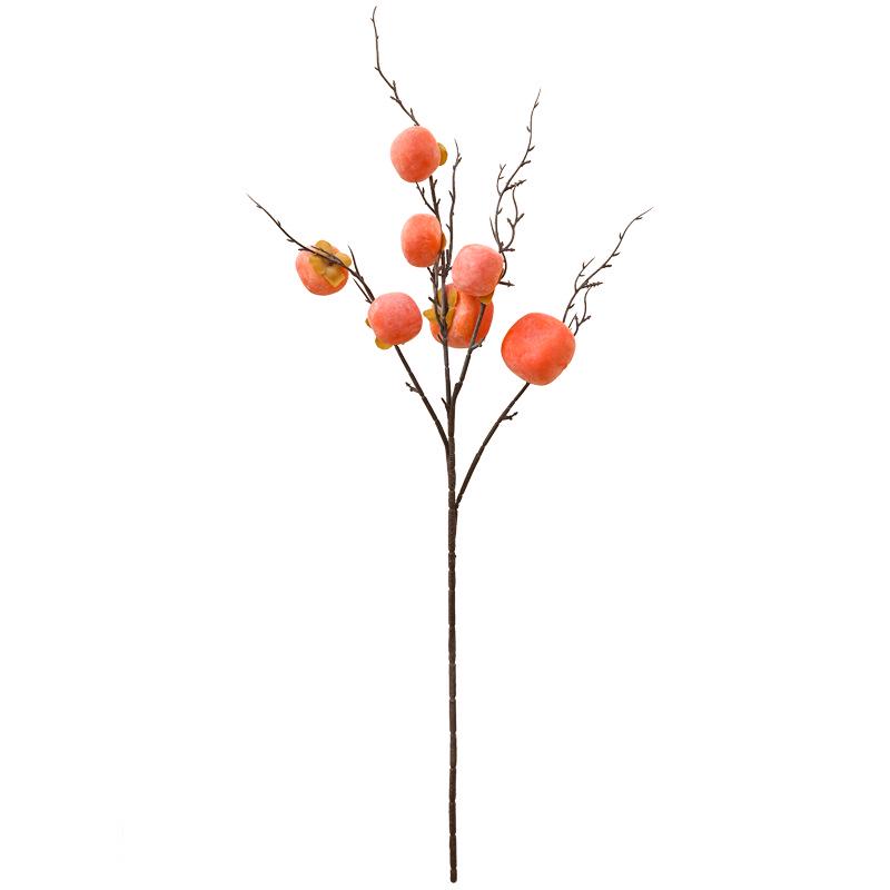 Dried Flower Arrangement with Artificial Persimmon, Pomegranate, and Ruyi Branches for Living Room Decor